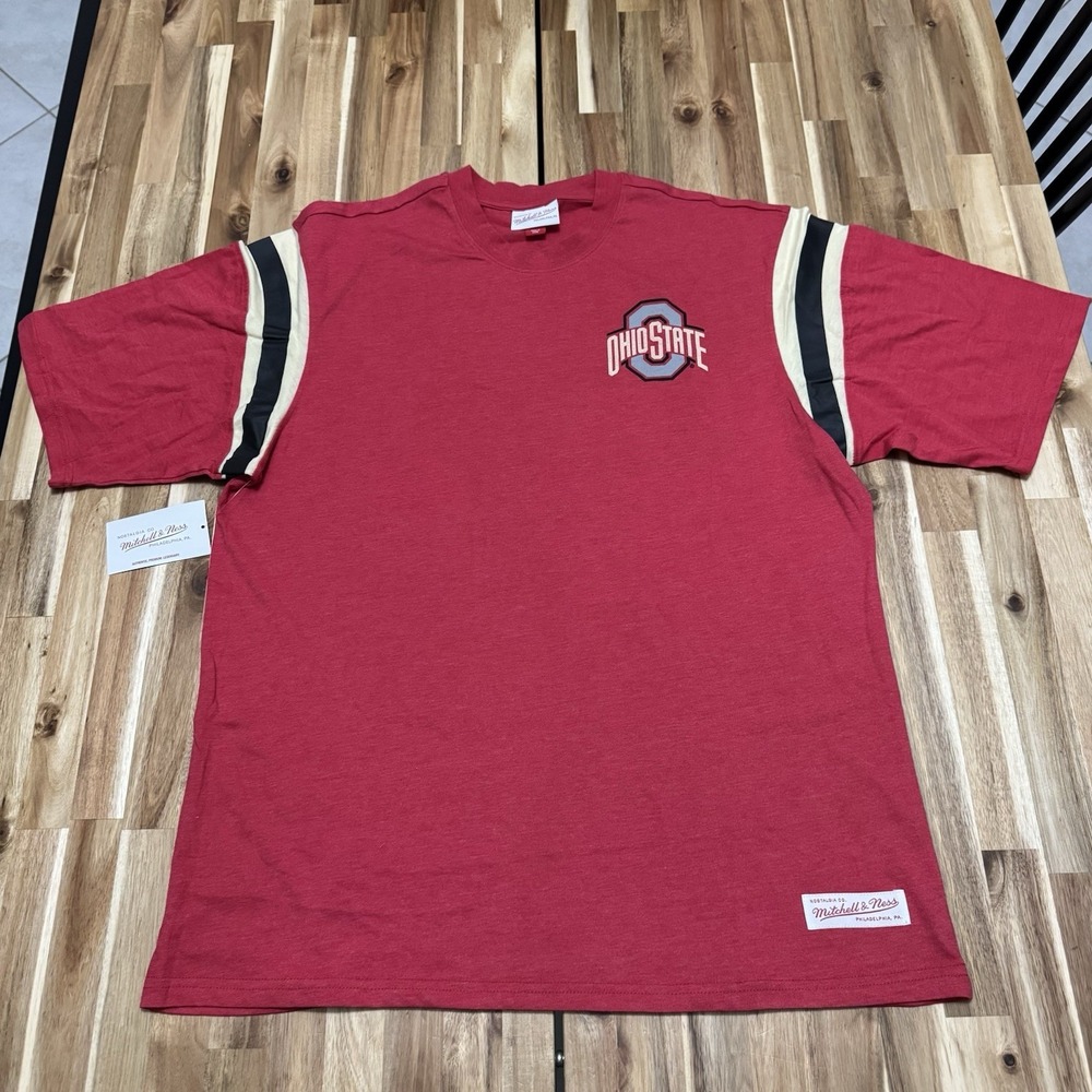 Ohio‎ State Buckeyes Shirt Mens XL Red Mitchell Ness College Football NWT